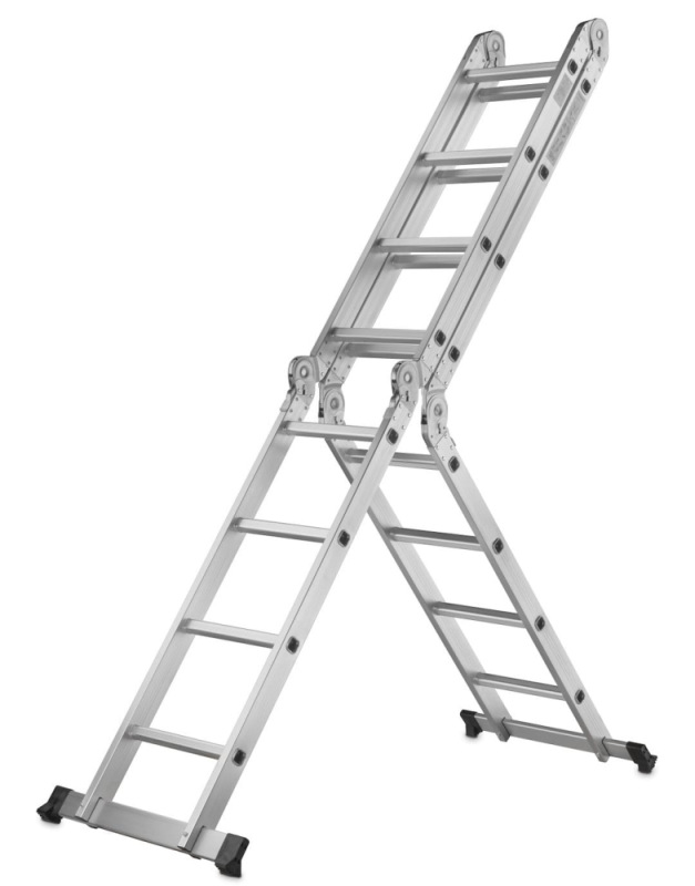 Rebrík štvordielny kĺbový 4 x 4 priečok s plošinou, 470 cm, 17,6 kg, GEKO 4