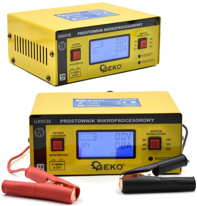 Nabíjačka batérii mikroprocesorová LCD 6/12/24V, 6-150 Ah, nabíjací prúd 10 A, GEKO 5