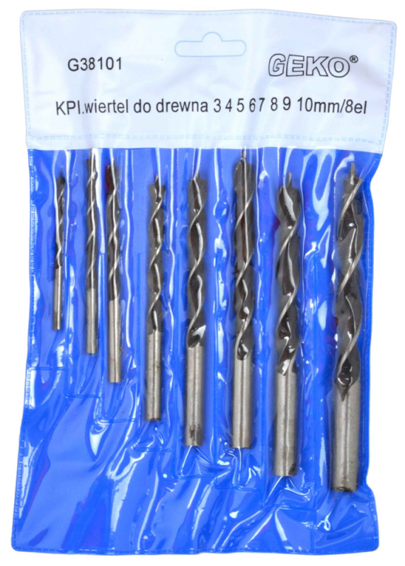Sada vrtákov na drevo 3, 4, 5, 6, 7, 8, 9, 10 mm, 8-dielna, GEKO 1