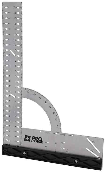 Uholník stolársky oceľový 300 x 200 mm, hrúbka 2,5 mm s uhlomerom, PRO-TECHNIK