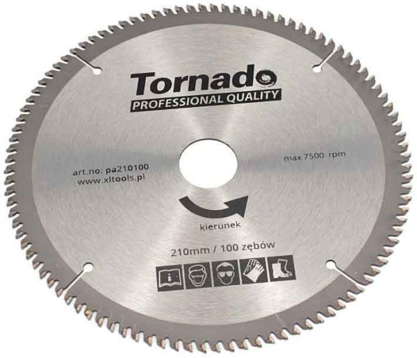 Pílový kotúč s SK plátkami 210 x 2,5 x 30 100 zubov, na rezanie hliníka, TORNADO