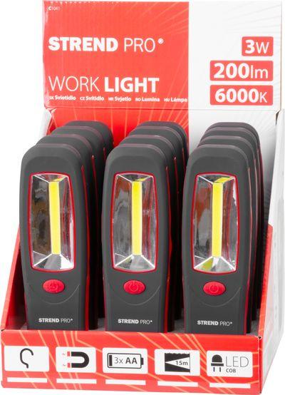 Svietidlo Strend Pro Worklight CWL1041, COB LED 200 lm, 3xAA, pracovné, magnet, Sellbox 12 ks 5