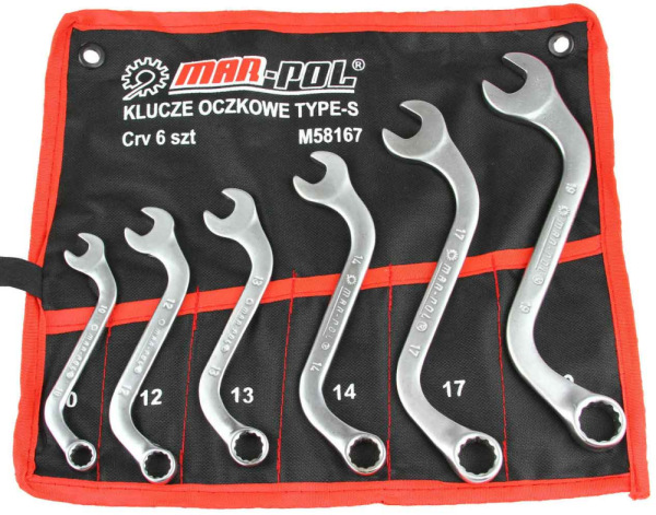 Sada vyhnutých očkoplochých kľúčov, 10-19 mm, MAR-POL