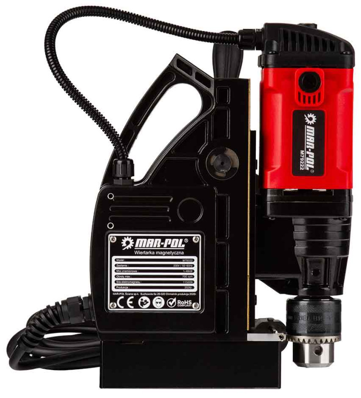 Vŕtačka s magnetickým stojanom 1480 W, sila upnutia 11 500 N, regulácia otáčok, MAR-POL 9