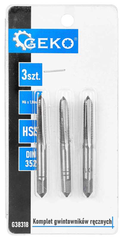Sada závitníkov HSS, M6 x 1,0, 3-dielna, GEKO 2