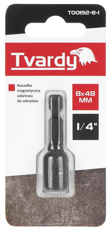 Adaptér úderový 1/4" 6 hran magnetický 8x48 mm, TVARDY 1