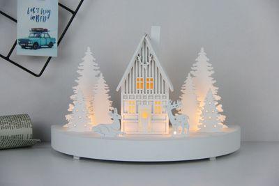 Dekorácia MagicHome Vianoce, Horáreň, 6x LED, MDF, 2xAAA, 25x12x28 cm