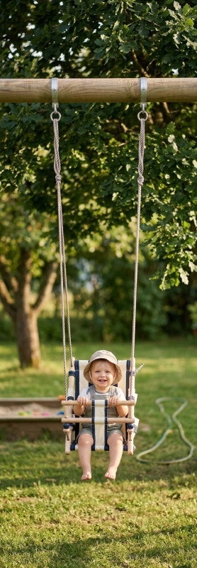 Hojdačka LEQ FUMIKO, 36x24x45 cm, detská, tkanina/drevo, modrá 1