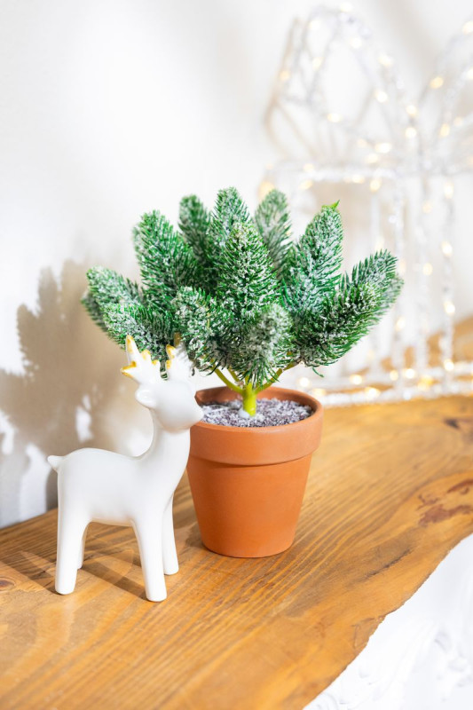 Dekorácia MagicHome Vianoce, vetvičky v črepníku, zasnežená, 20 cm 3