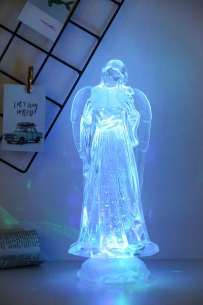 Dekorácia MagicHome Vianoce, Anjel, LED, meniaca farby, s plávajúcimi trblietkami, PE, 3xAAA, 10x25