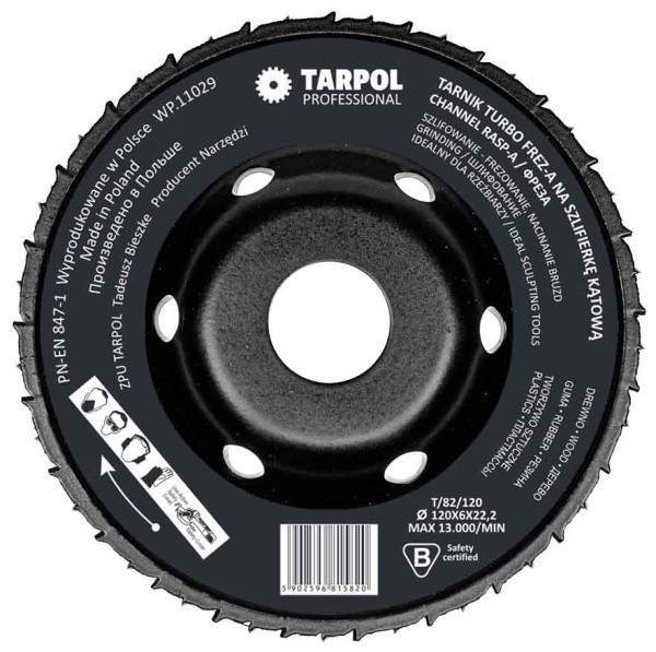 Fréza rašpľová 120 x 6 x 22,2 mm zapustená, stredný zub, TARPOL, T-82 1