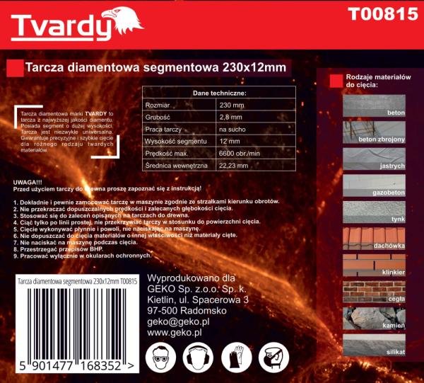 Diamantový kotúč segmentový na železobetón 230 x 12 x 22,23 mm, TVARDY 1