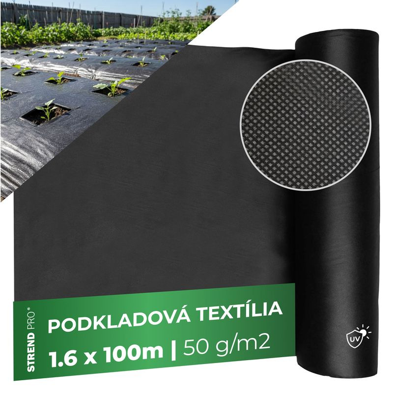 Textília Garden B4407 1,6x100 m, netkaná, 50 g/m, 3% UV čierna rolka 1