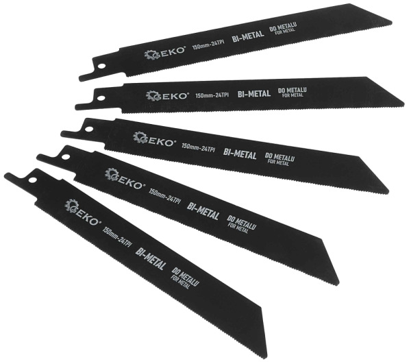 Sada mečových pílových listov na kov Bimetal 150 mm 24 TPI, 5 ks do chvostovej píly, GEKO 2