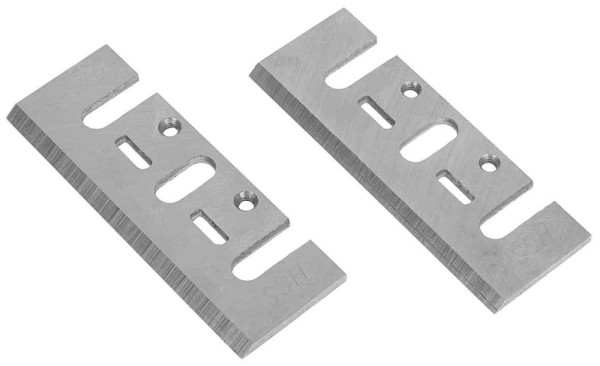 Hobľovací nôž 82x25x3 mm s drážkami a otvormi, sada 2 ks, GEKO