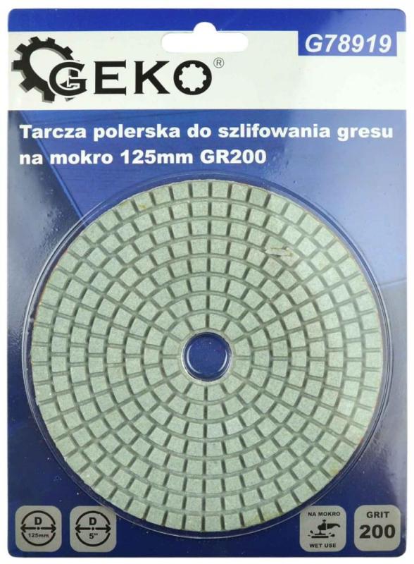 Brúsny diamantový kotúč 125 mm, zrno 200 suchý zips, brúsenie na mokro, GEKO 1