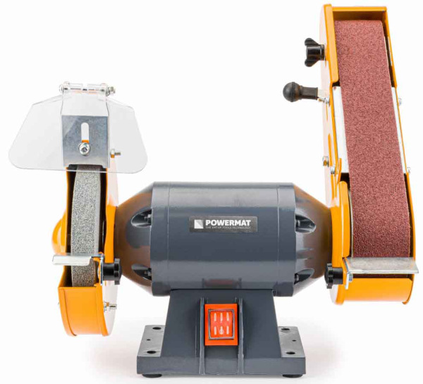Stolová brúska 2v1, brúsny kameň 150 mm, brúsny pás 656x50 mm, PM-SS-1850M-2W1, POWERMAT 1