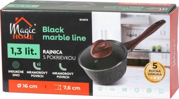 Rajnica MagicHome Black Marble Line, so sklenenou pokrievkou, 16 cm 4