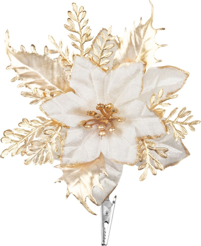 Kvet MagicHome Vianoce, poinsettia, biely, 9,5 cm, veľkosť kvetu: 13 cm