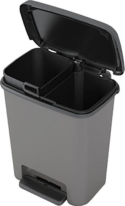 Kôš KIS Compatta recycling, 11+11L, čierny/sivý, 28x38x43 cm, na odpad, s pedálom