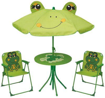 Set záhradný LEQ MELISENDA Rana, žaba, slnečník 105 cm, stôl 50 cm, 2 stoličky