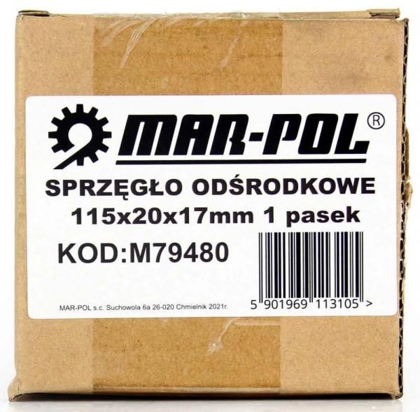 Odstredivá spojka pre motor, priemer 115 mm, hriadeľ 20 mm, 1 remenica, MAR-POL 2