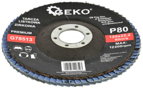 Brúsny lamelový kotúč 125 x 22,2 zrno 80 ZIRKON, GEKO 3