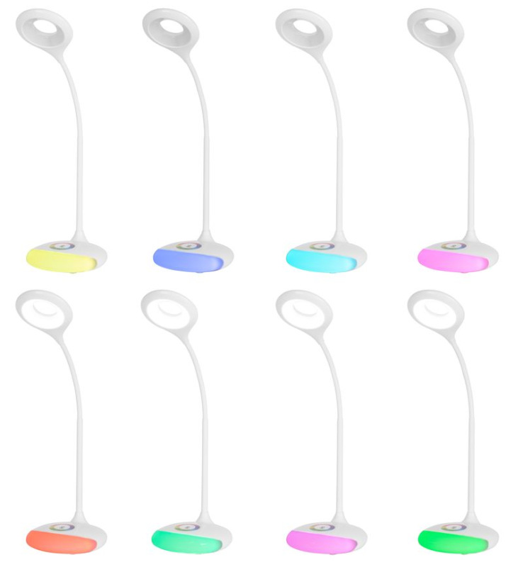 Lampa LED, stolná, stmievateľná, biela, RGB podsvietenie, USB, 5 W 5