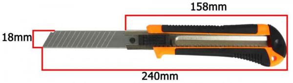 Nôž s ulamovacou čepeľou 18 mm, oranžový s tlačidlom, MAR-POL