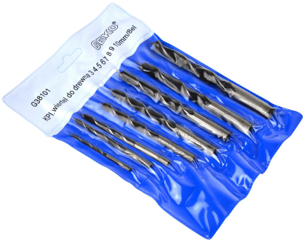 Sada vrtákov na drevo 3, 4, 5, 6, 7, 8, 9, 10 mm, 8-dielna, GEKO 2