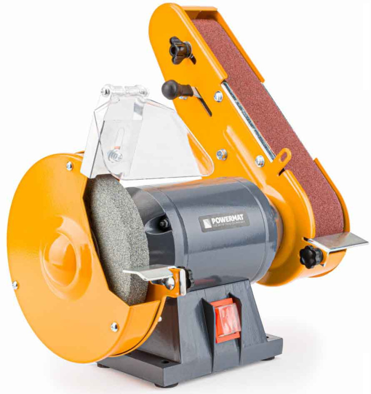 Stolová brúska 2v1, brúsny kameň 150 mm, brúsny pás 656x50 mm, PM-SS-1850M-2W1, POWERMAT 2