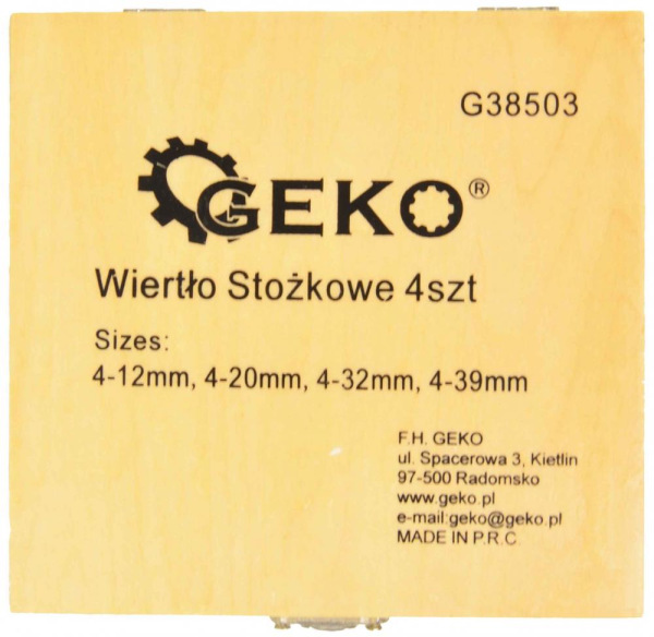 Sada stupňovitých vrtákov 4-dielna, 4-12, 4-20, 4-32,4-39 TiN, GEKO 2