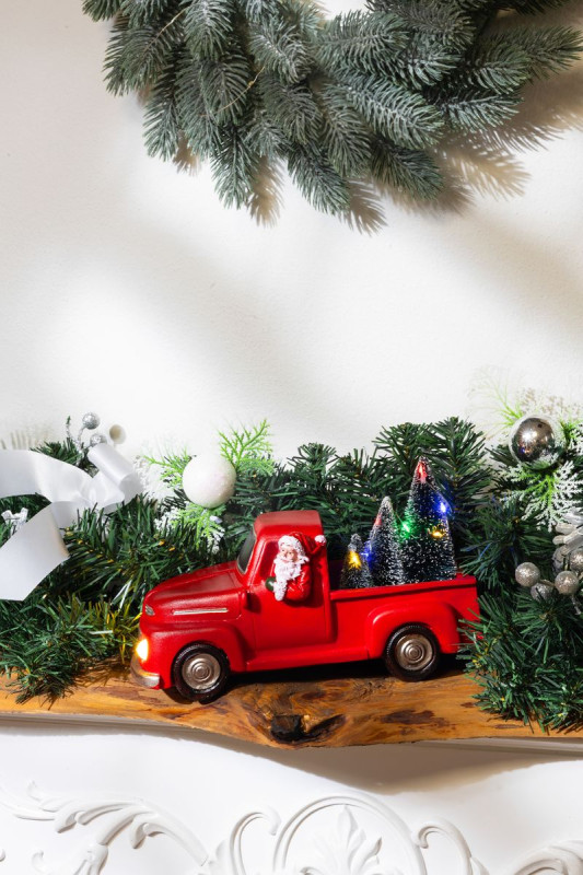 Dekorácia MagicHome Vianoce, Vianočné auto so santom, LED, 3xAA, interiér 2