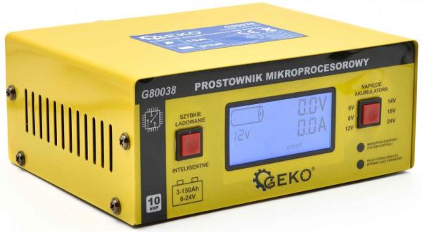 Nabíjačka batérii mikroprocesorová LCD 6/12/24V, 6-150 Ah, nabíjací prúd 10 A, GEKO 4