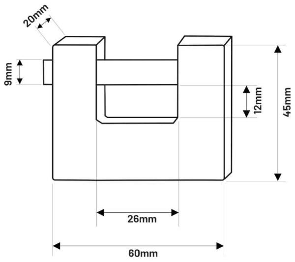 Zámok visiaci 60 mm, zosílený, odolný proti prestrihnutiu, XL-TOOLS