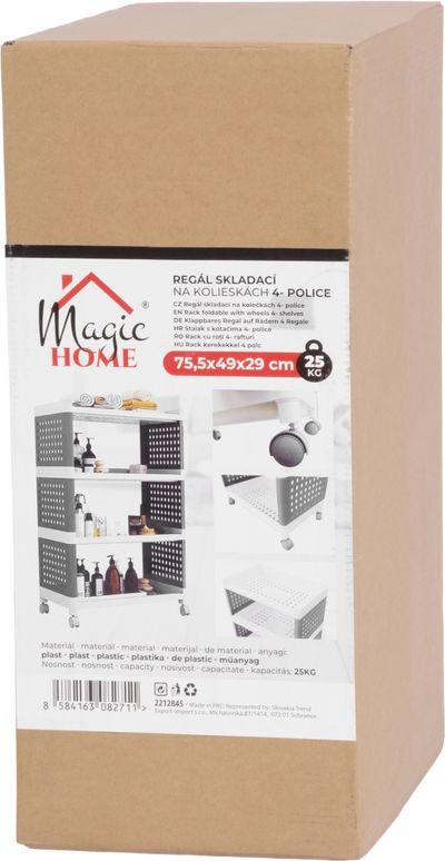 Regál MagicHome Rolly, plastový, 4 police, 49x29x75,5 cm, na kolieskach 4