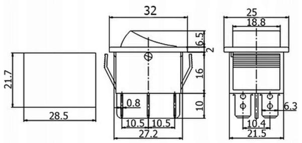 Prepínač kolískový 2-polohový P00203, MAR-POL 5