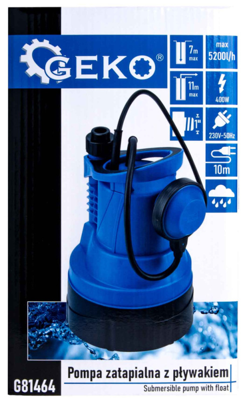 Čerpadlo do suda na dažďovú vodu 400 W, 5200 l/h, výtlak 11 m, GEKO 16