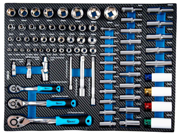 Dielenský vozík na náradie so 7 zásuvkami, náradie- 258 dielov, 850x450x950 mm, GEKO 6