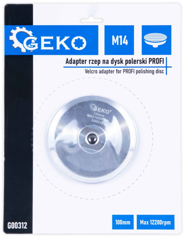 Kotúč unášací hliníkový, suchý zips, 100 mm, závit M14, GEKO 4