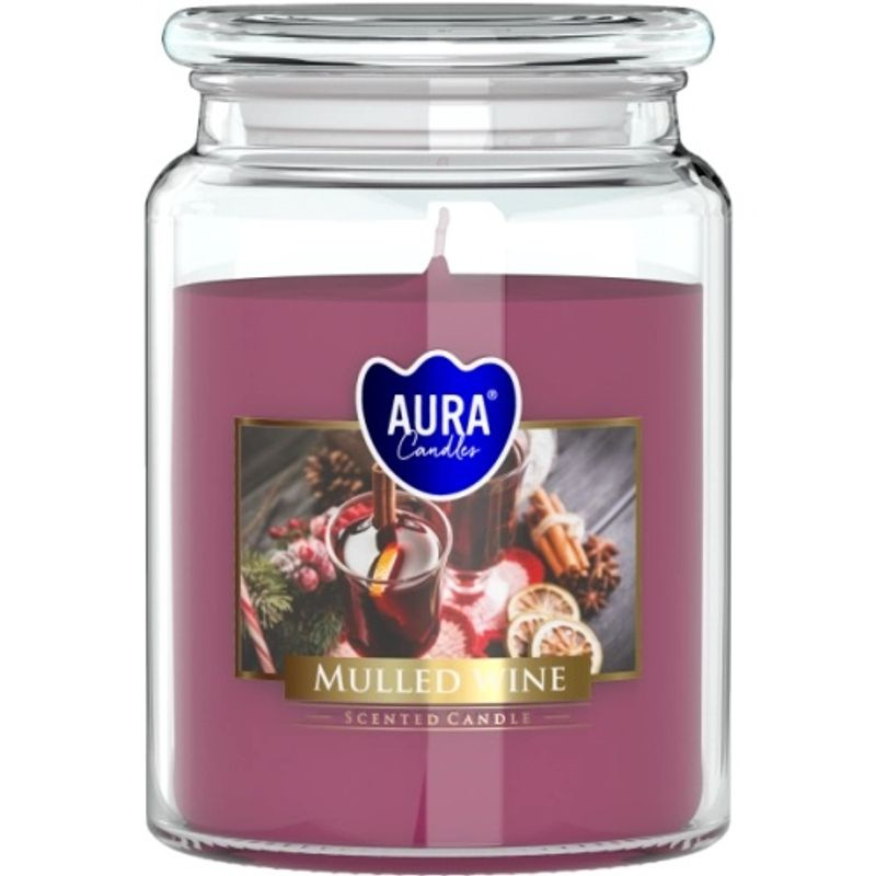 Sviečky AURA, v skle, varené víno, 100h, 500g