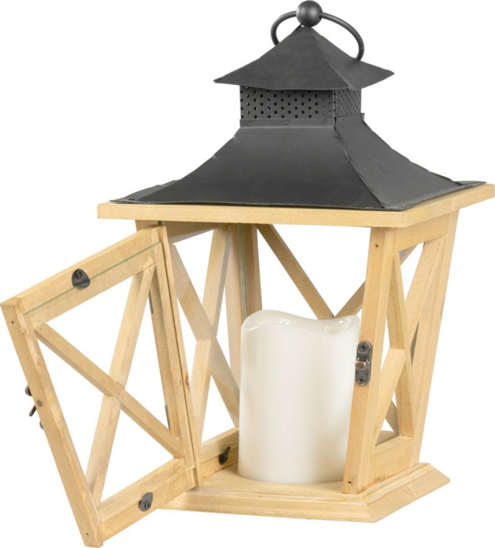Lampáš MagicHome LW8680, 19x19x36 cm, LED, 3xAAA, drevo 2