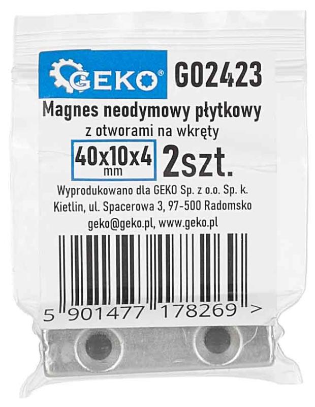 Sada obdĺžnikových magnetov s otvormi na skrutky 40 x 10 x 5 mm, 2 ks, GEKO 2