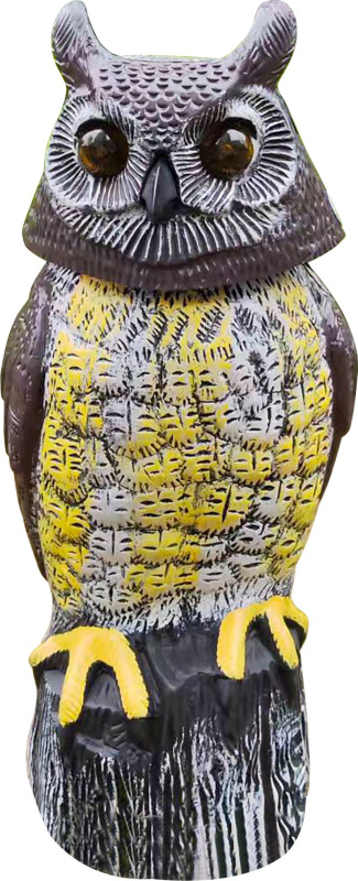 Plašič vtákov Strend Pro, sova, solárna, USB, otočná hlava, zvuk, svietiacé oči