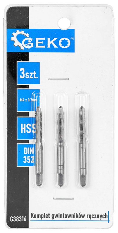 Sada závitníkov HSS, M4 x 0,7, 3-dielna, GEKO 2