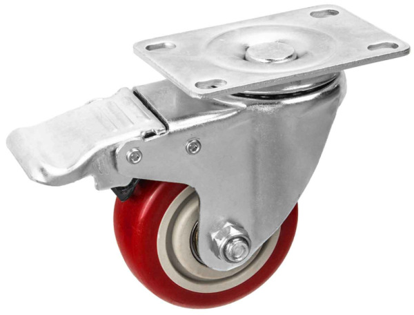 Sada 4 otočných koliesok 75 mm, nosnosť 100 kg - 2 kolieska s brzdou, GEKO 1