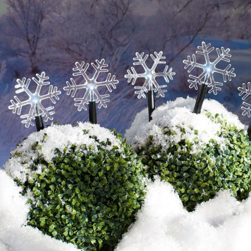 Reťaz MagicHome Vianoce Frozen SnowFlake, 5x LED studená biela, snehové vločky, 3xAA, IP44, exteriér