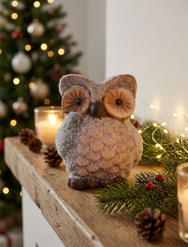 Postavička MagicHome Vianoce, Sova, terakota, 9x8x9,5 cm 1