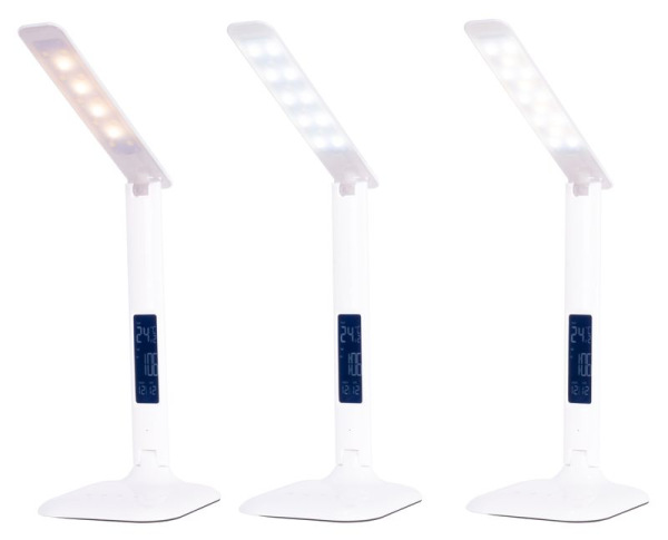 Lampa LED, stolná, stmievateľná, biela, s displejom, voľba teploty svetla, 6 W 6