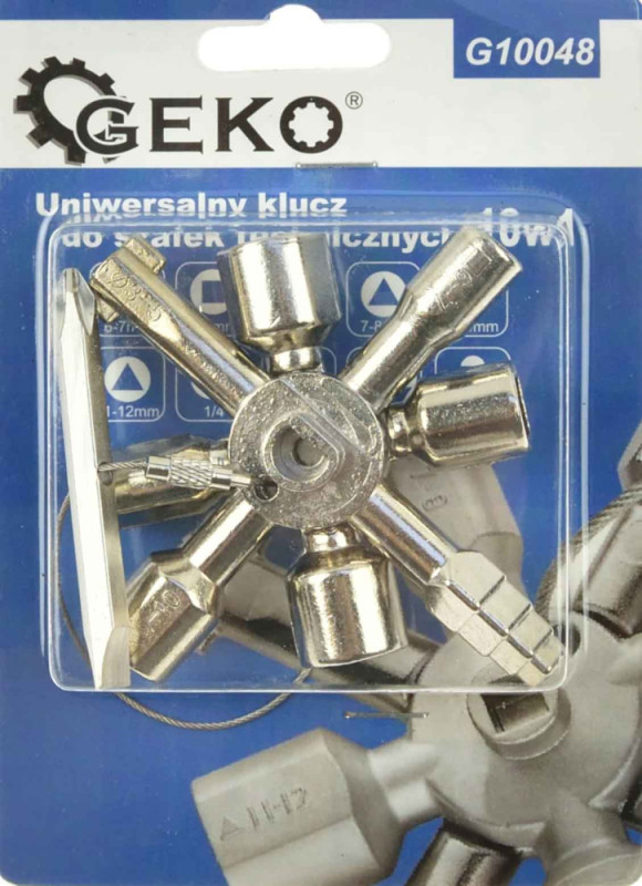 Kľúč univerzálny na rozvádzacie skrinky 10 koncoviek, kovový, GEKO 1